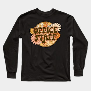 Office Staff Retro Groovy Floral Leopard Long Sleeve T-Shirt